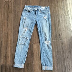distressed cuffed denim
